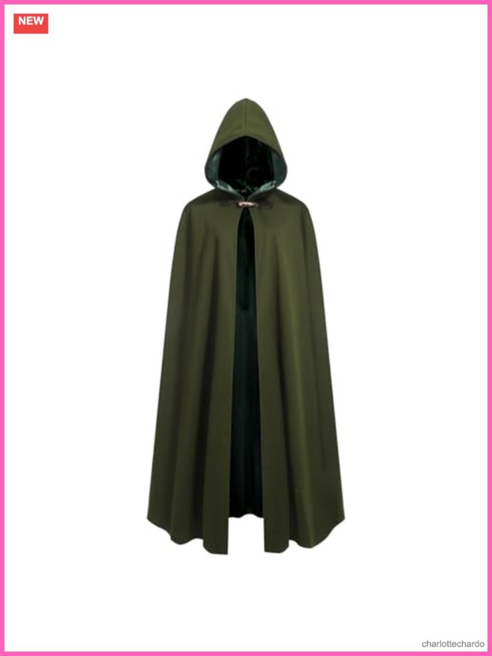 Medieval Renaissance Cloak with Hood Men Women Warm Lined Cape Costume